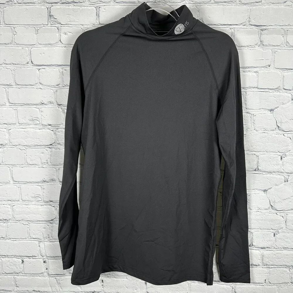 SParms Men's High Neck Sun Protection Breathable‎ Body Shirt, Size Large, Black
